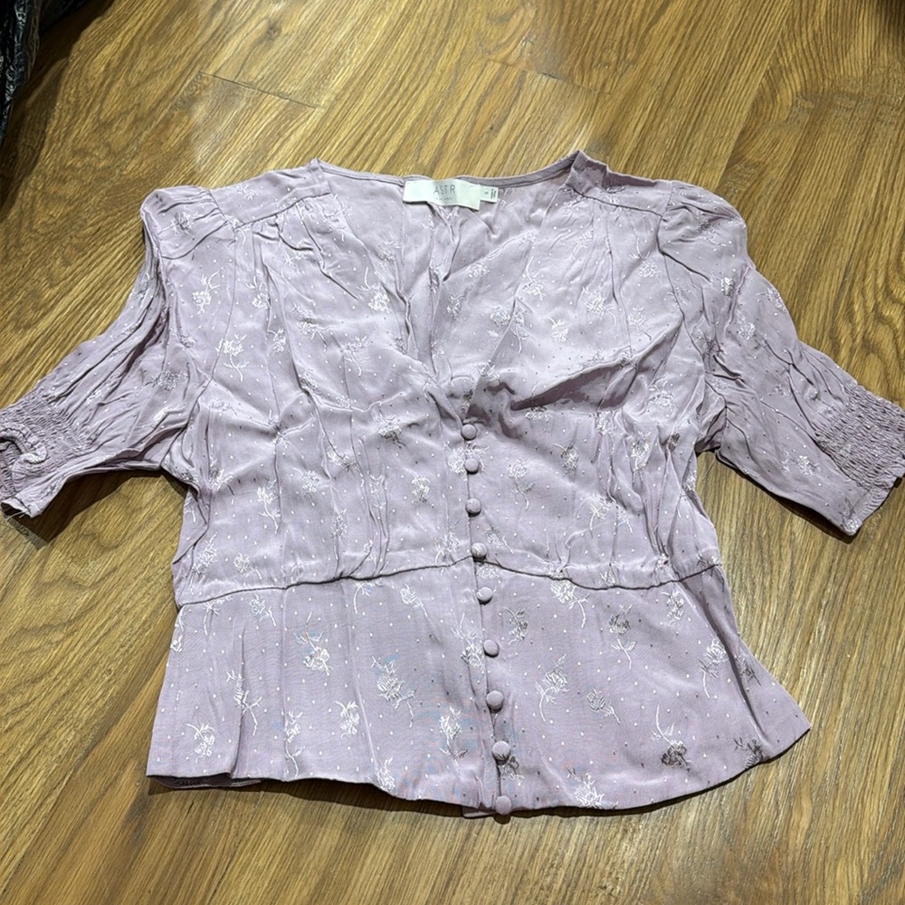 ASTR the label silky button front top!